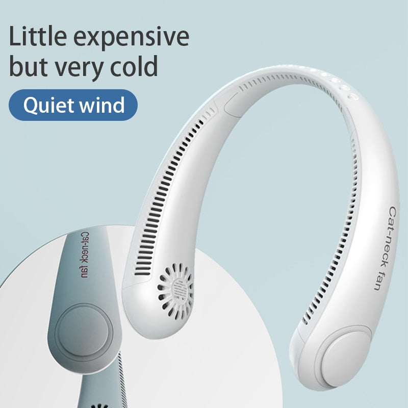 : Mini Bladeless Fan Neck Fan USB Rechargeable - Mute Sports Fans pour la Maison et l'Extérieur - AOMshop