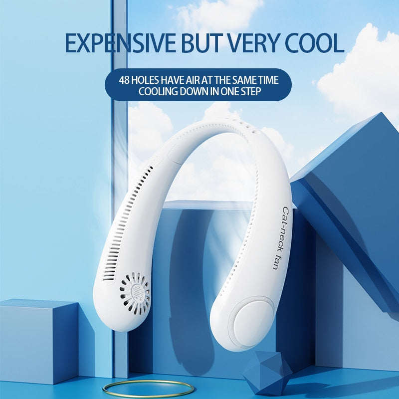 : Mini Bladeless Fan Neck Fan USB Rechargeable - Mute Sports Fans pour la Maison et l'Extérieur - AOMshop