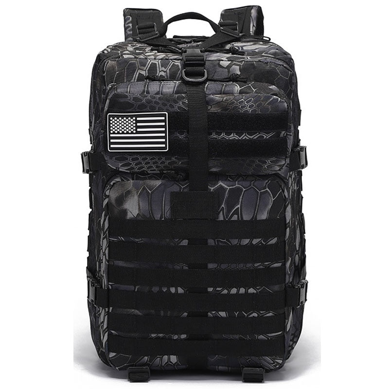 "AOMshop - Sac à dos tactique militaire étanche 50L pour randonnée et camping" Snake black