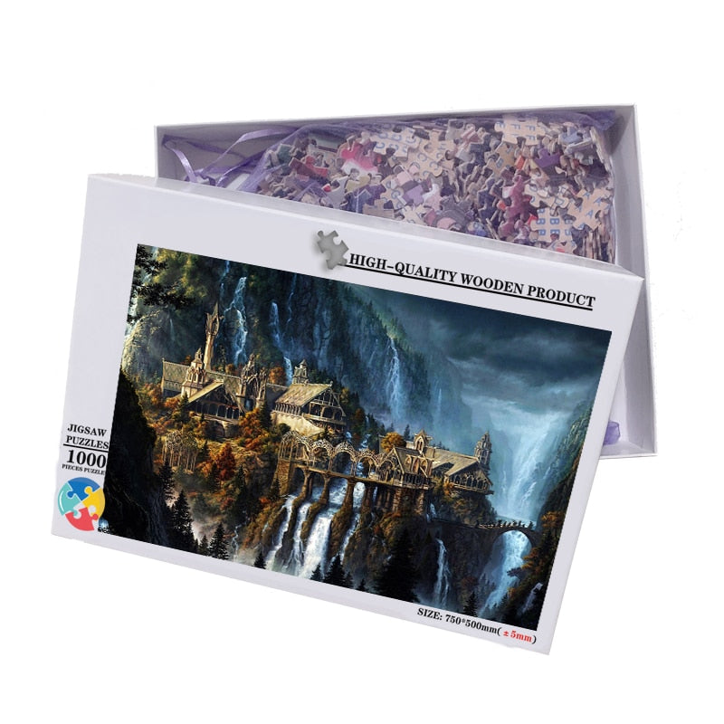 "Puzzle Château Elfique MOMEMO 1000 pièces en bois - AOMshop"