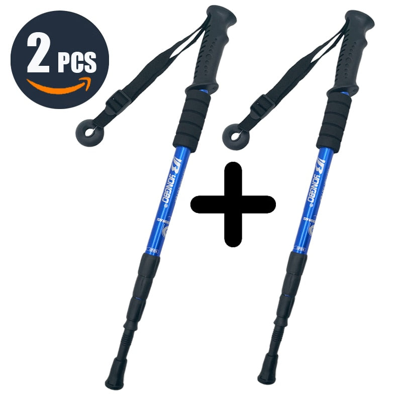 Bâton de Marche Réglable Anti-choc Ultra-léger | AOMshop 2 PcsBlue Style1