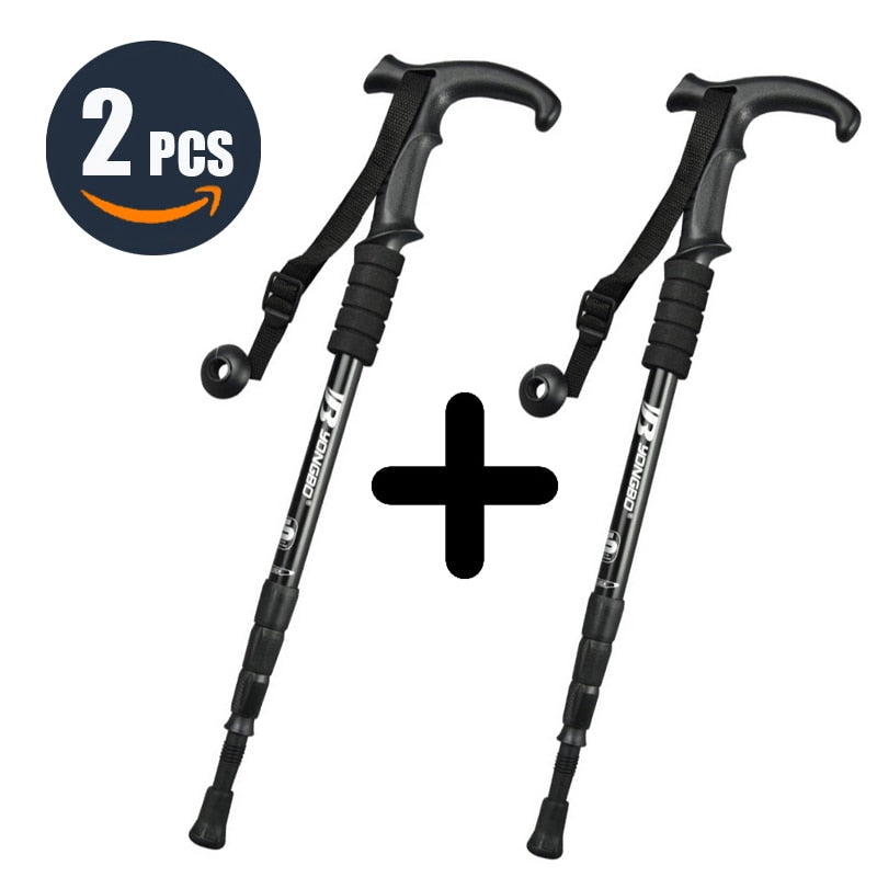Bâton de Marche Réglable Anti-choc Ultra-léger | AOMshop 2Pcs Black Style2