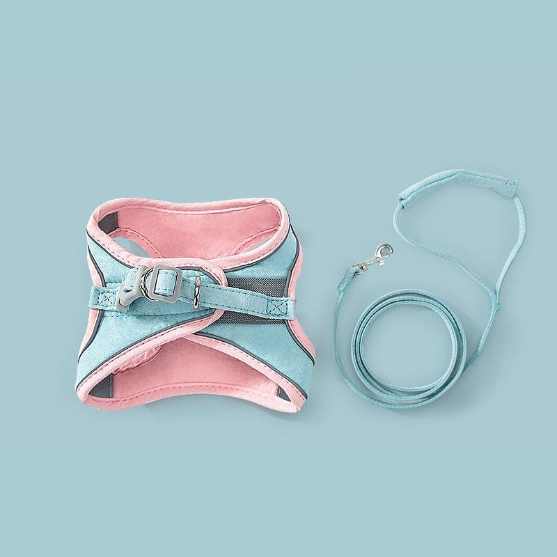 Harnais et laisse pour animaux de compagnie, ensemble de formation et de marche pour chats et chiens Pink