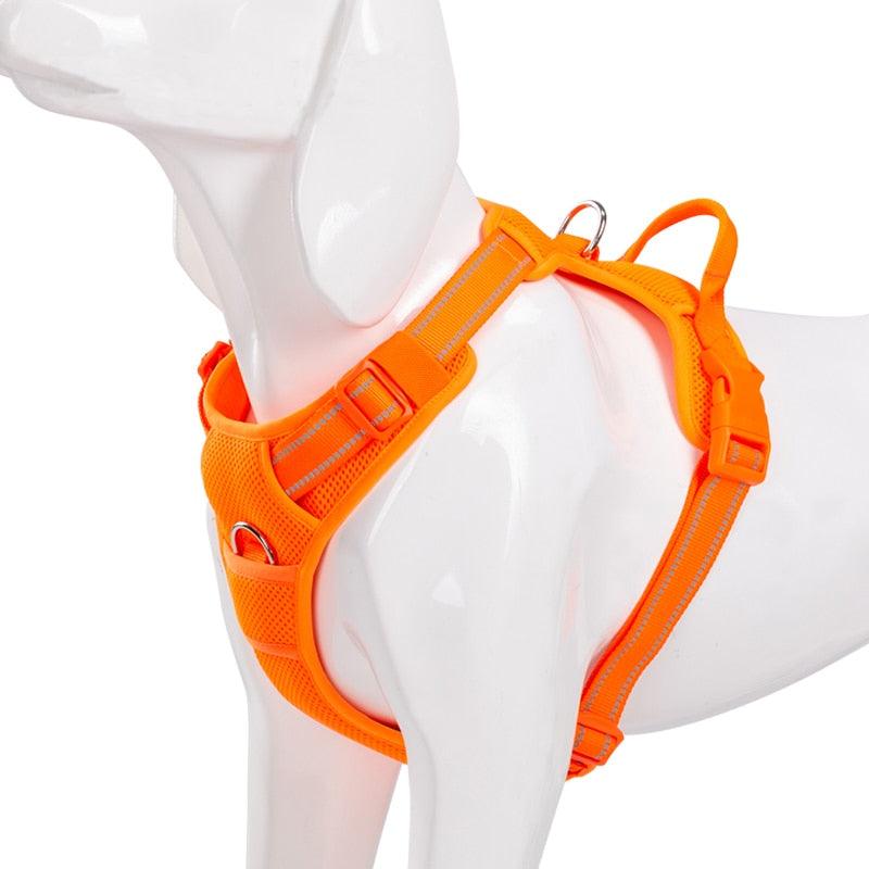 Harnais pour chien Truelove rembourré en mesh respirant pour les activités sportives en extérieur orange