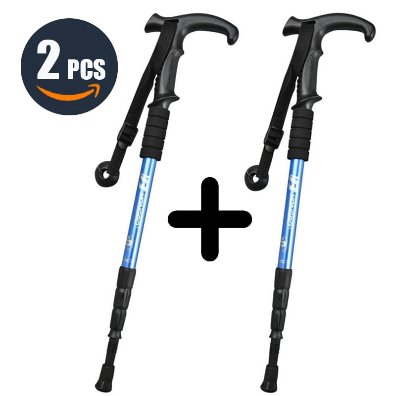 Bâton de Marche Réglable Anti-choc Ultra-léger | AOMshop 2Pcs Blue Style2