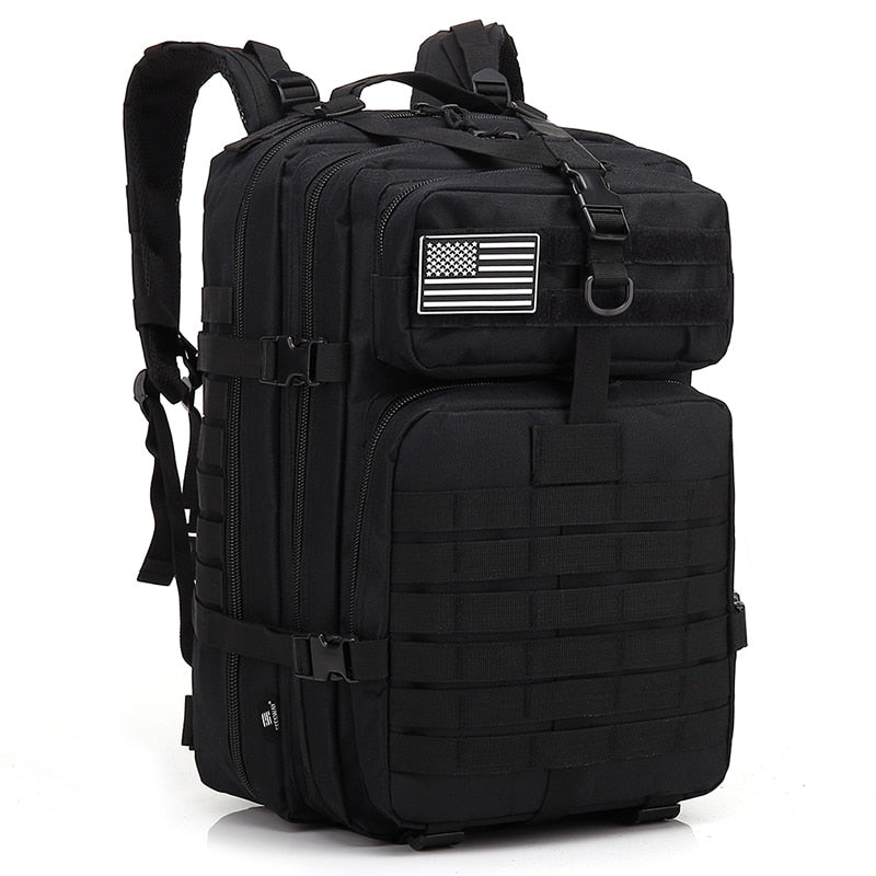 "AOMshop - Sac à dos tactique militaire étanche 50L pour randonnée et camping" Black Color