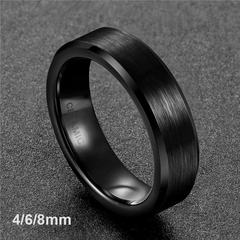 Homme Bague Céramique Noire 8mm/6mm/4mm