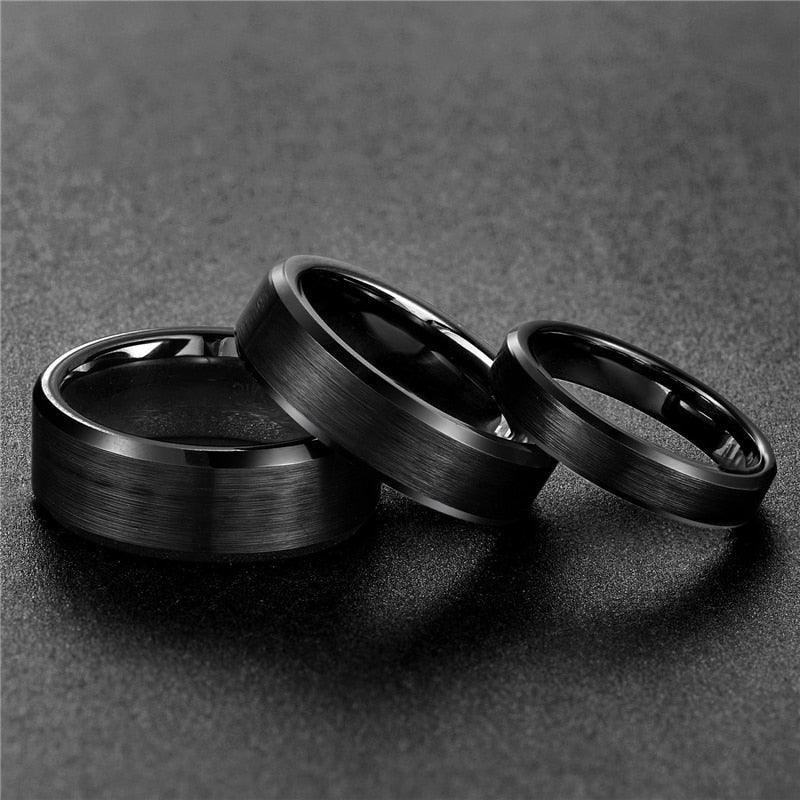 Homme Bague Céramique Noire 8mm/6mm/4mm