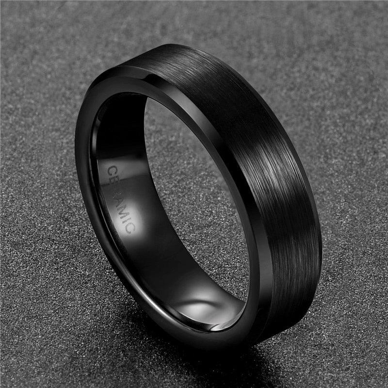 Homme Bague Céramique Noire 8mm/6mm/4mm 6mm