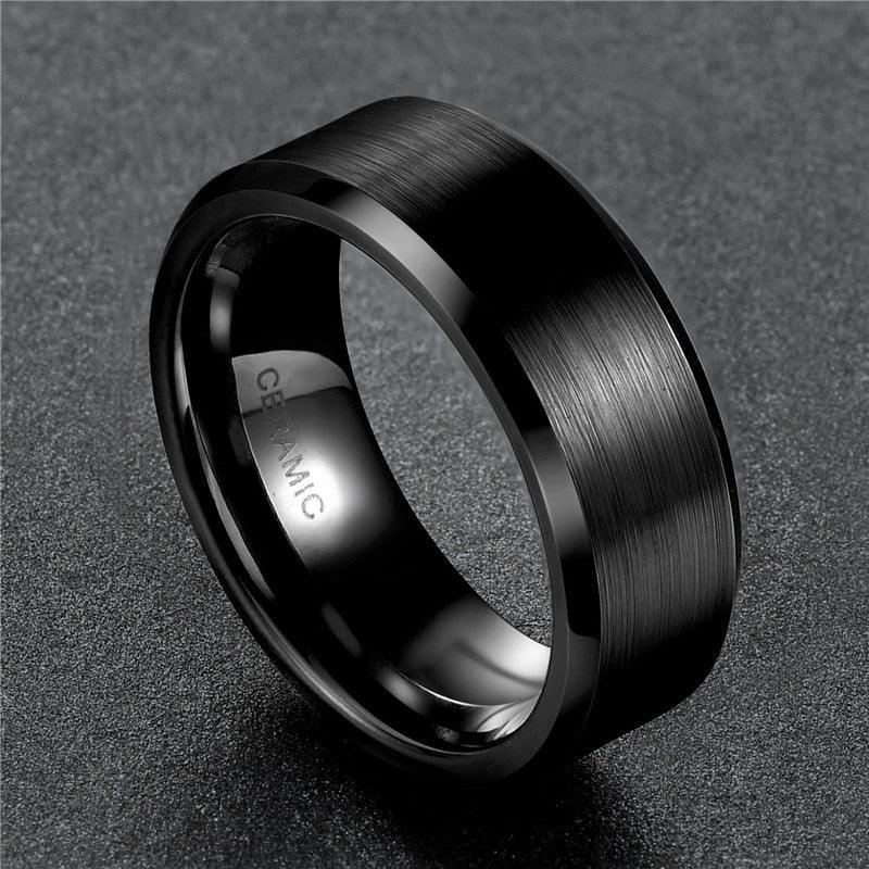 Homme Bague Céramique Noire 8mm/6mm/4mm 8mm