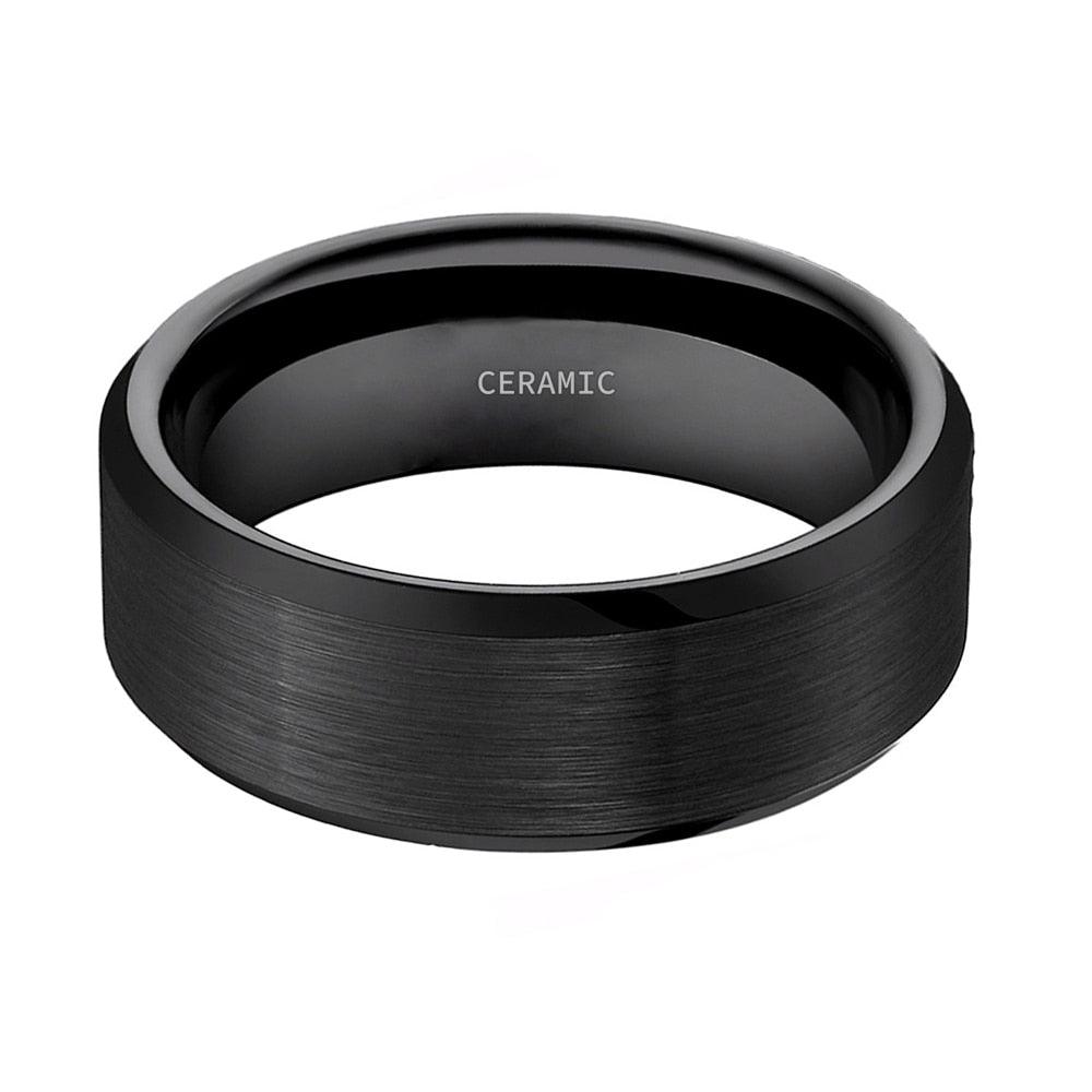 Homme Bague Céramique Noire 8mm/6mm/4mm