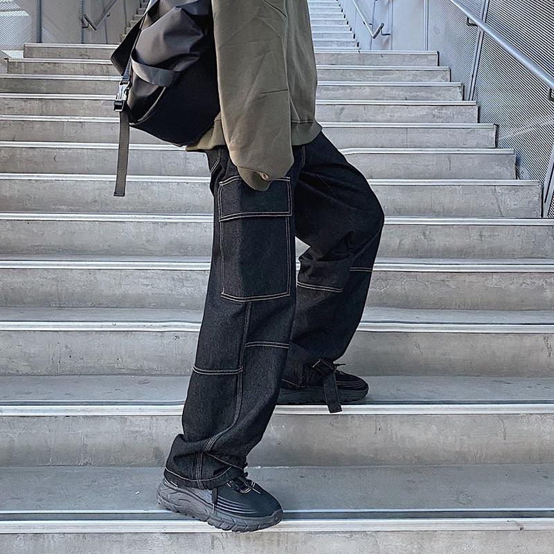"Jeans cargo pour homme : coupe ample, style hip-hop" black