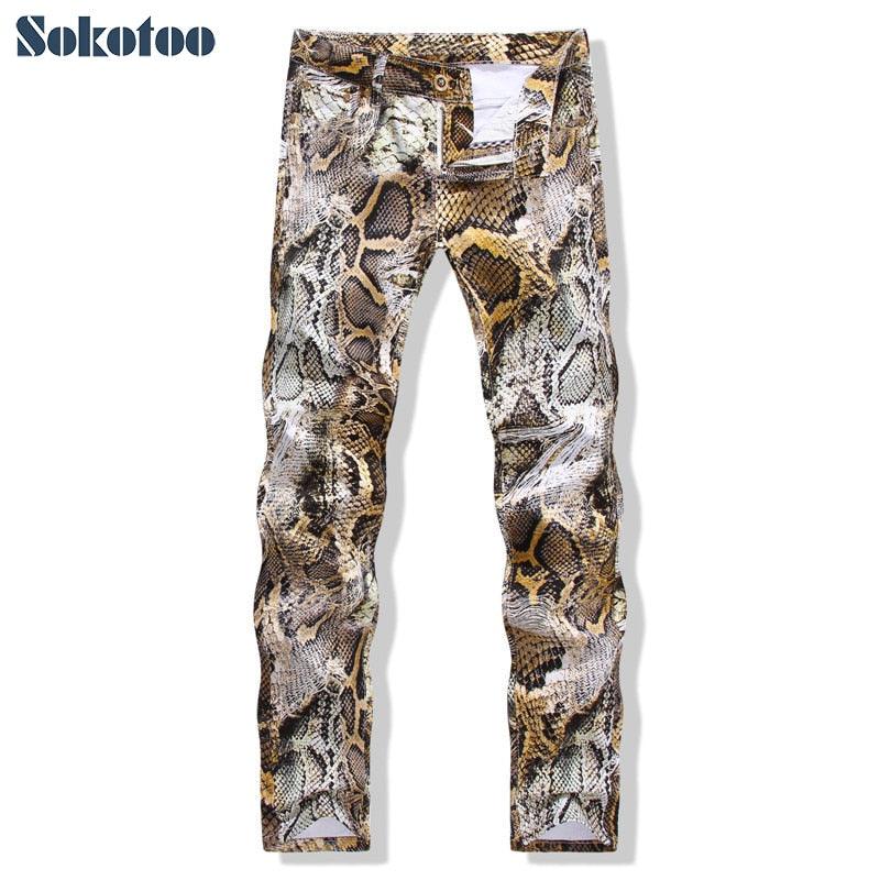 Jeans homme imprimé peau de serpent - Slim et stretch MULTI