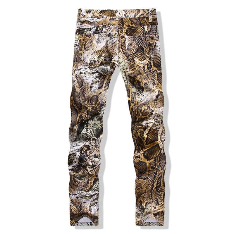 Jeans homme imprimé peau de serpent - Slim et stretch