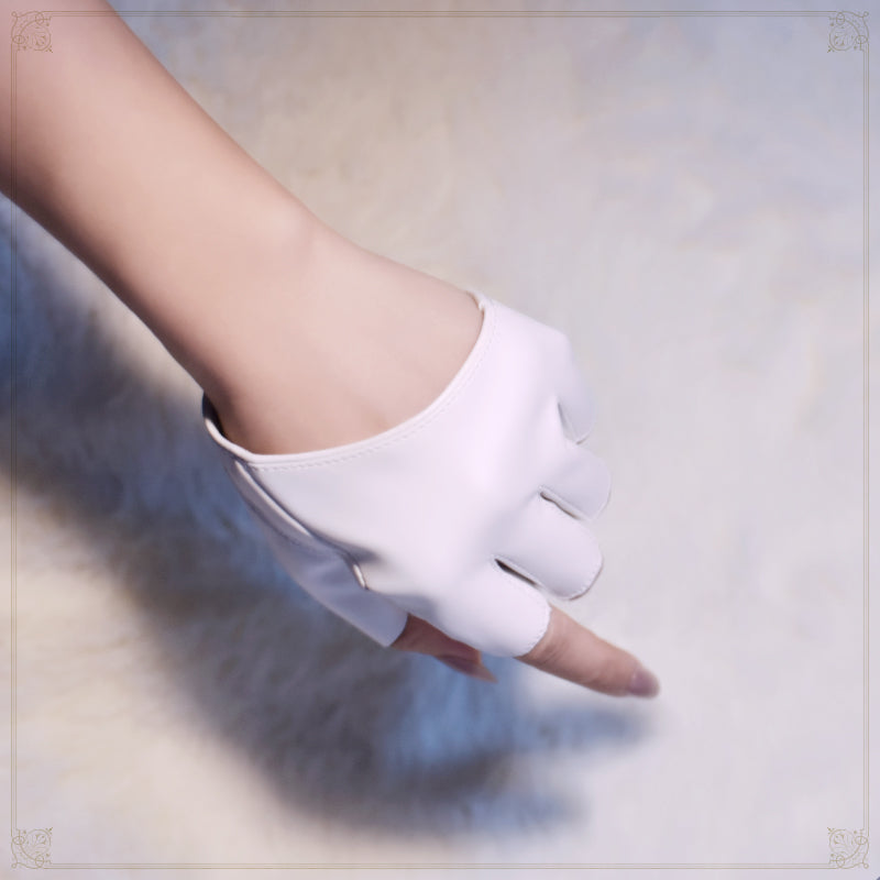 "Jumper girl goth punk JK: Gants en cuir à demi-doigts et demi-paume - AOMshop"