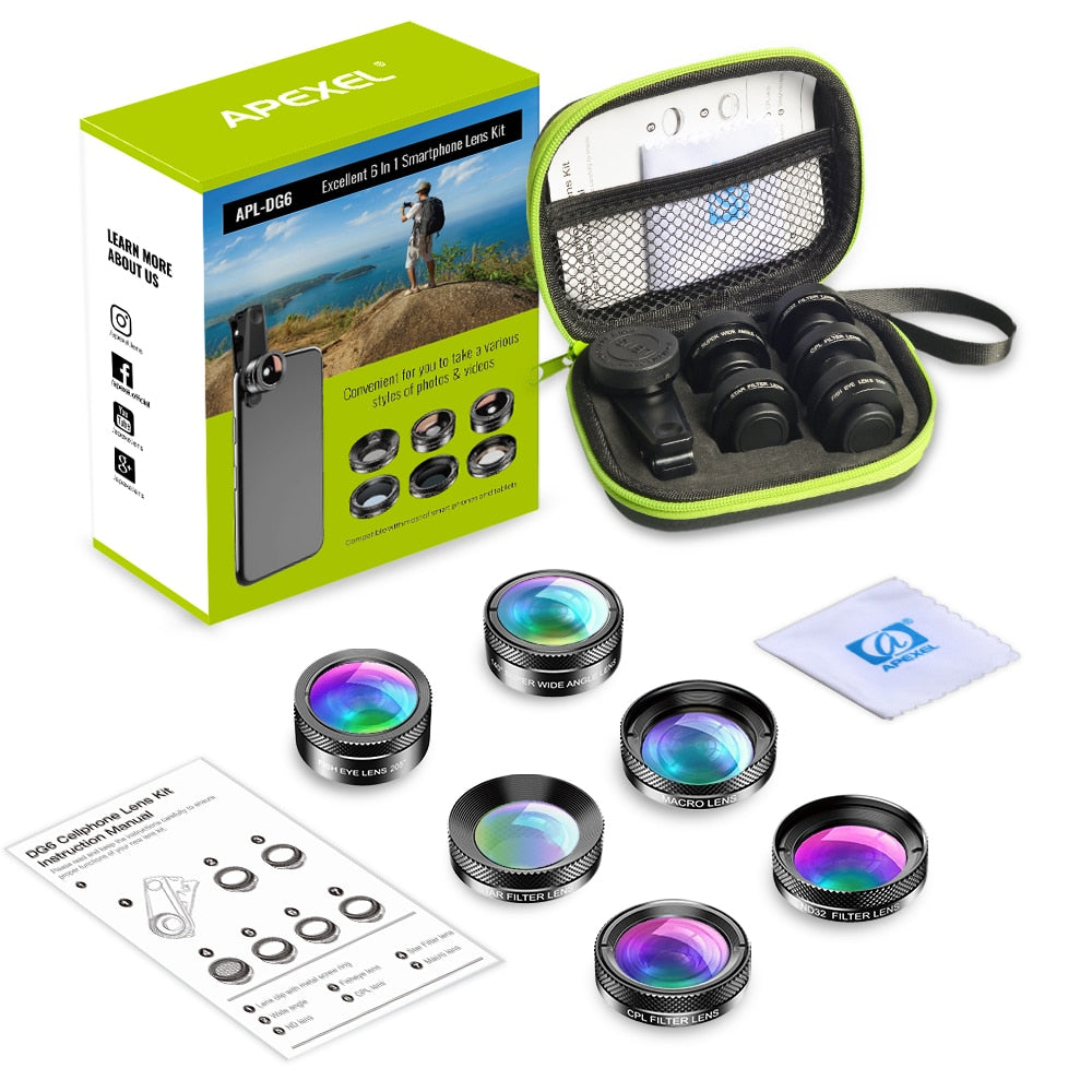 Kit Objectif Téléphone Universel APEXEL 6-en-1