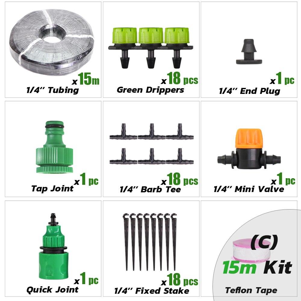 Kit d'irrigation goutte à goutte automatique pour jardin Cx15M Kit