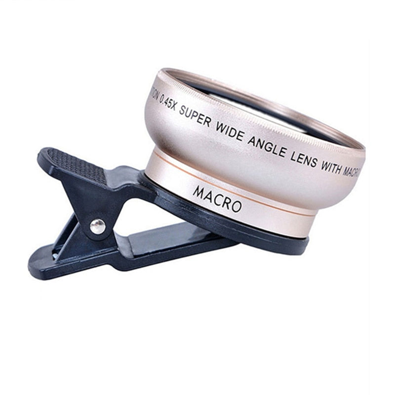 Kit de lentilles pour caméra Aokin 0,45x Super grand angle et 12,5x Macro pour iPhone Samsung Galaxy Gold