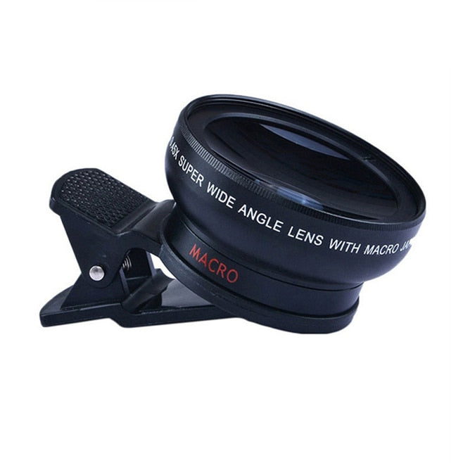 Kit de lentilles pour caméra Aokin 0,45x Super grand angle et 12,5x Macro pour iPhone Samsung Galaxy Black