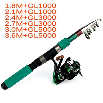 Kit de pêche à la canne télescopique et moulinet pour la pêche au carpe Rod With Black Reel