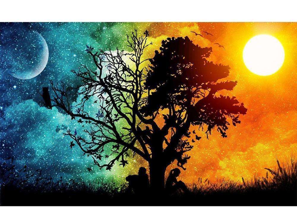 Kit de peinture diamant "Arbre des quatre saisons" - Broderie diamant 5D Yellow
