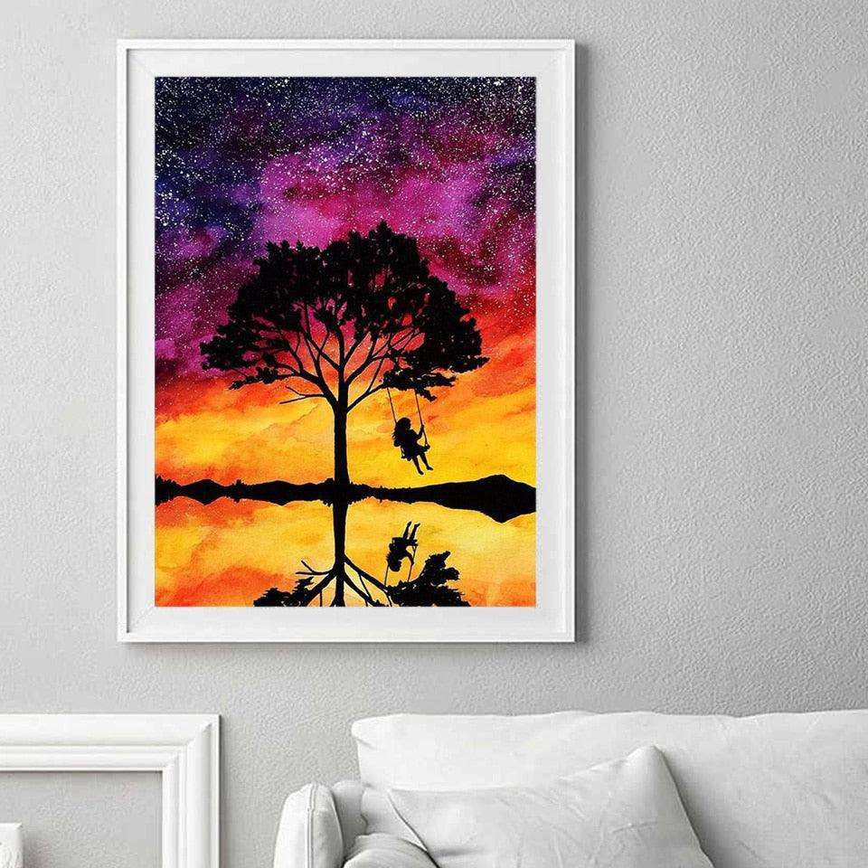 Kit de peinture diamant "Arbre des quatre saisons" - Broderie diamant 5D