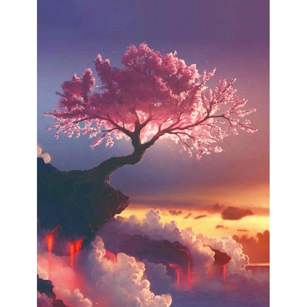 Kit de peinture diamant "Arbre des quatre saisons" - Broderie diamant 5D Purple