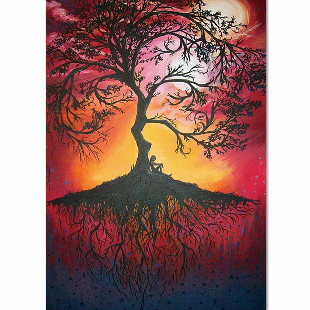 Kit de peinture diamant "Arbre des quatre saisons" - Broderie diamant 5D Burgundy