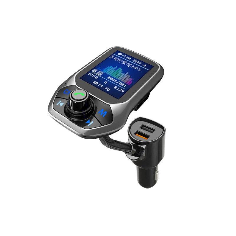 Kit mains libres pour voiture avec écran couleur de 1,8 pouces compatible Bluetooth 3 ports USB QC3.0 chargeur de voiture transmetteur FM lecteur de musique MP3 pour voiture