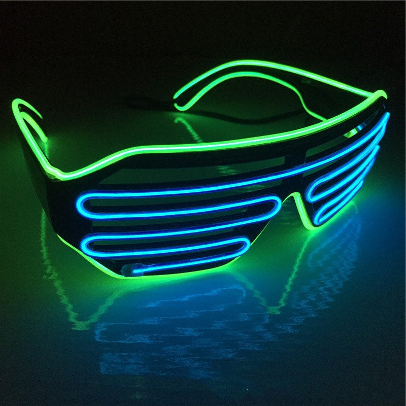 "LED bi-color luminous blinds decorative glasses - AOMshop" Green Blue