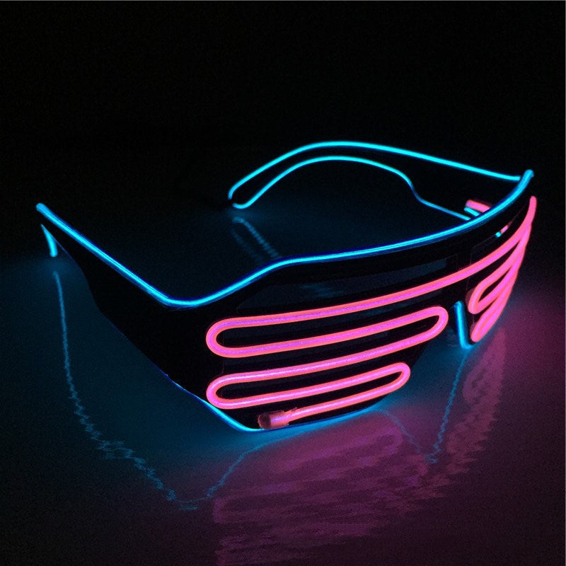 "LED bi-color luminous blinds decorative glasses - AOMshop" Blue Pink