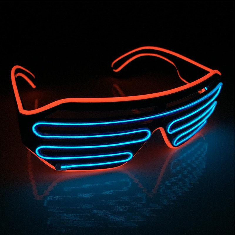 "LED bi-color luminous blinds decorative glasses - AOMshop" Red Blue