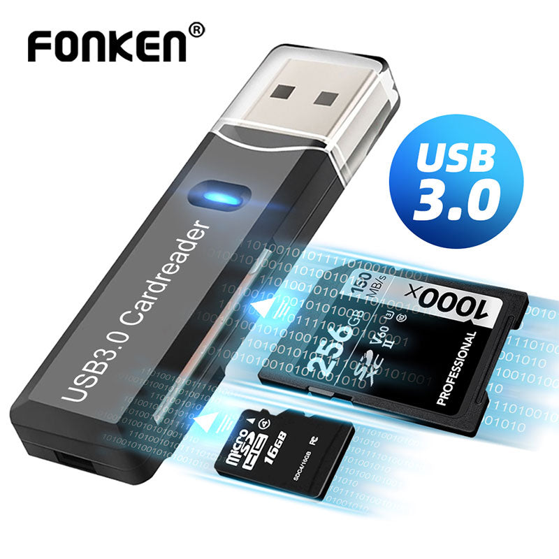 Lecteur de carte mémoire USB 3.0 pour ordinateur portable avec adaptateur Micro SD