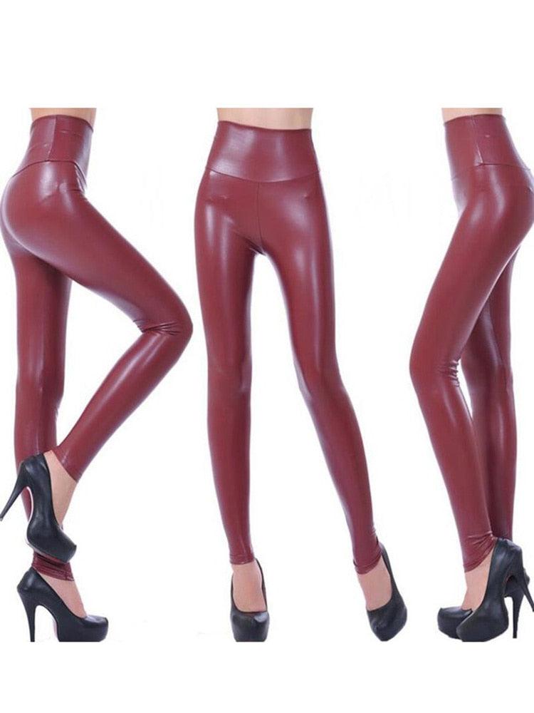 "Legging Punk Noir Sexy YSDNCHI - Pantalon Skinny Taille Haute Fashion" K013 Wine Red