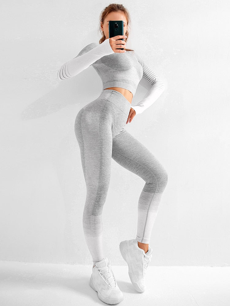 Legging de sport femme push-up taille haute | AOMshop GraySet
