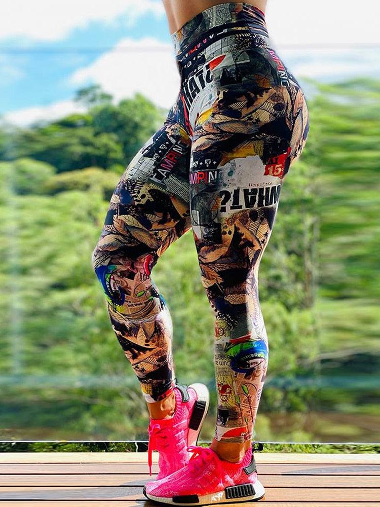 Leggings de sport imprimés réfléchissants pour femmes 6723