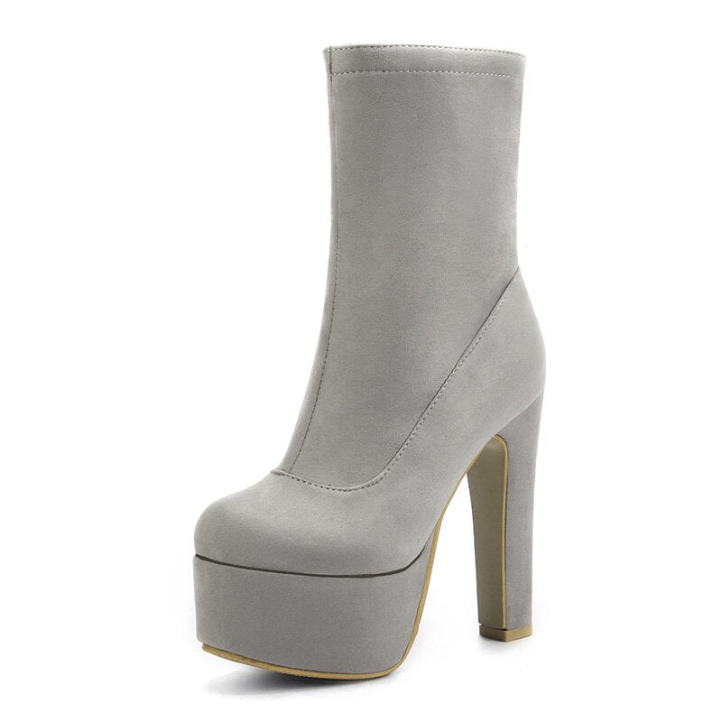Les bottes à plateforme extrême Gdgydh Fashion pour femmes avec fermeture éclair - AOMshop gray shoes