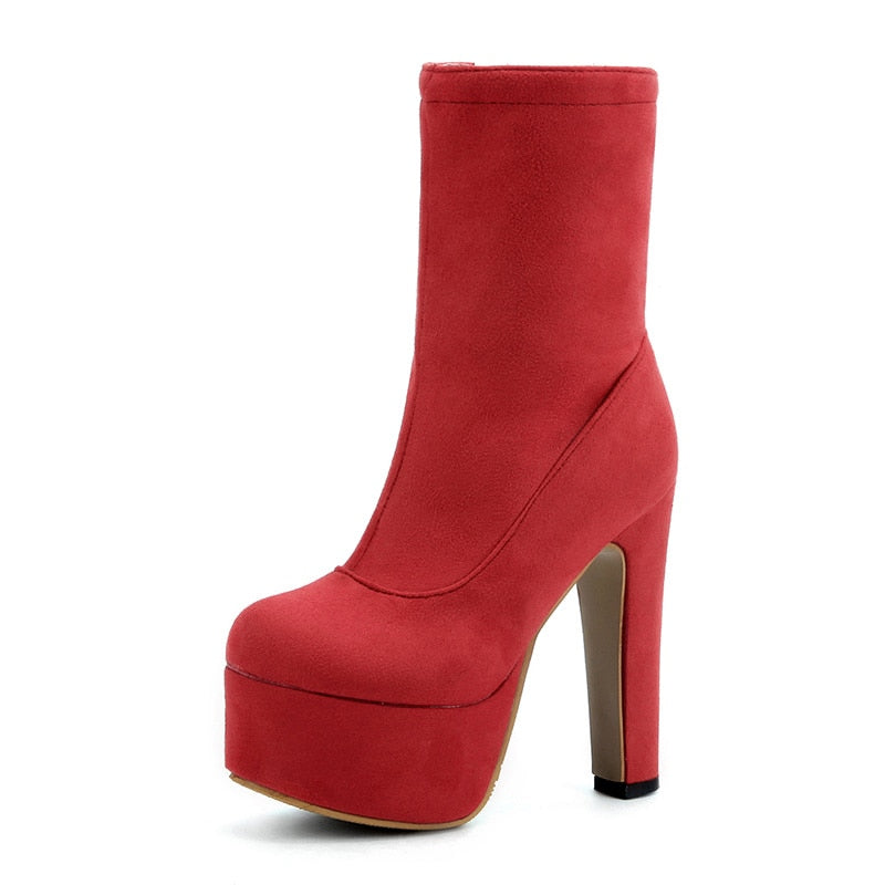 Les bottes à plateforme extrême Gdgydh Fashion pour femmes avec fermeture éclair - AOMshop red shoes