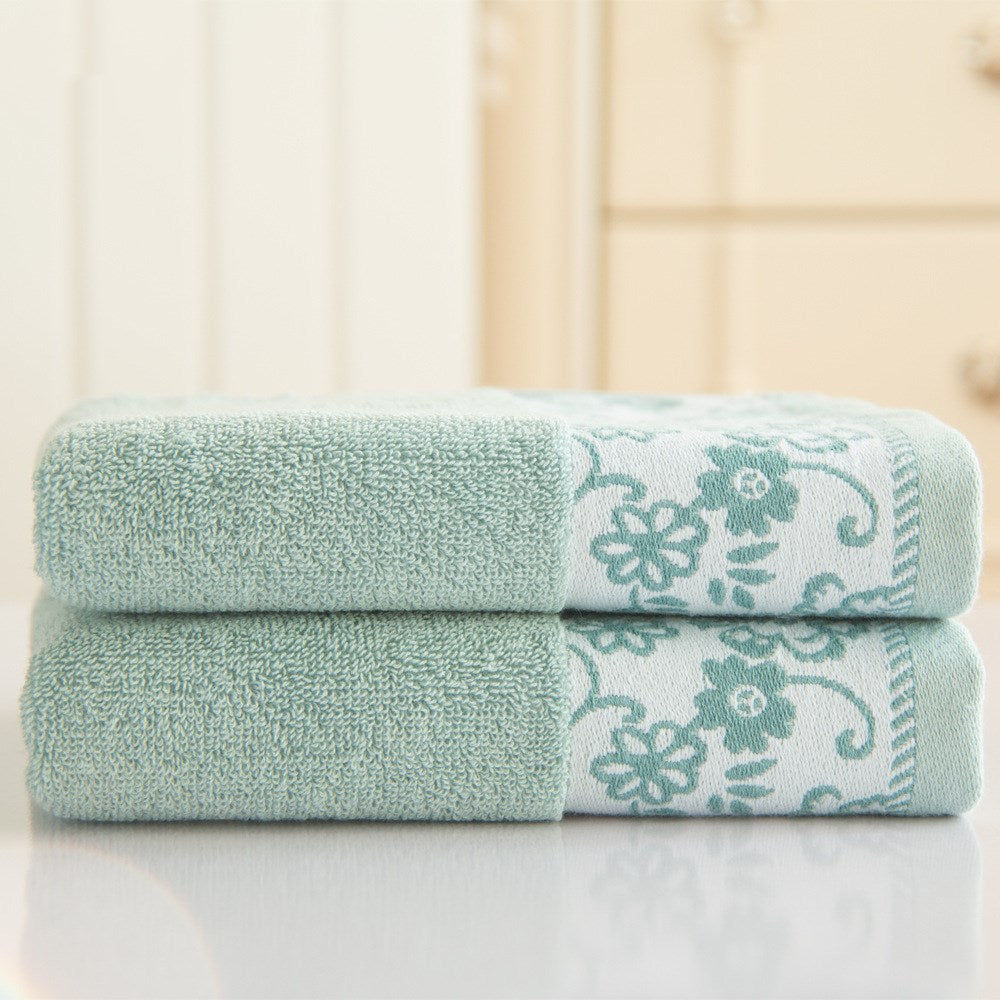 Les serviettes en coton absorbant Wisteria Flower 32 plis Jacquard chez AOMshop Grey Green 34x73 1pc