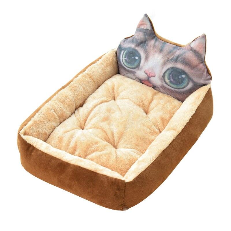 "Lit pour chien et chat doux et confortable avec un design mignon" Brown Cat