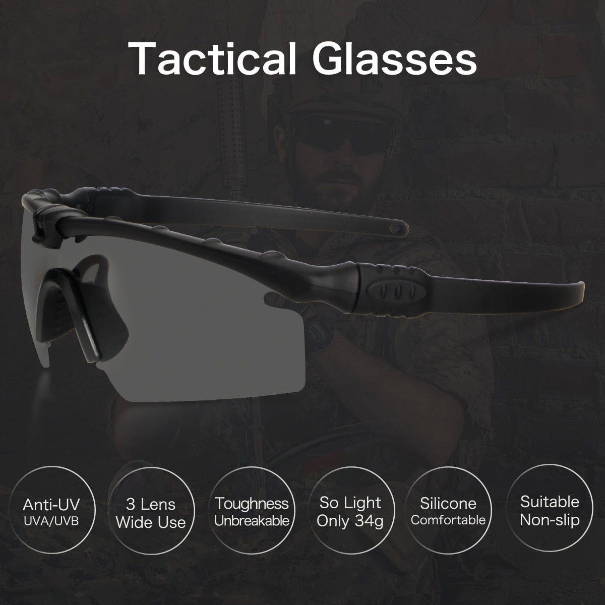 Lunettes de protection militaire BALLISTIC 3.0 pour le tir et le cyclisme