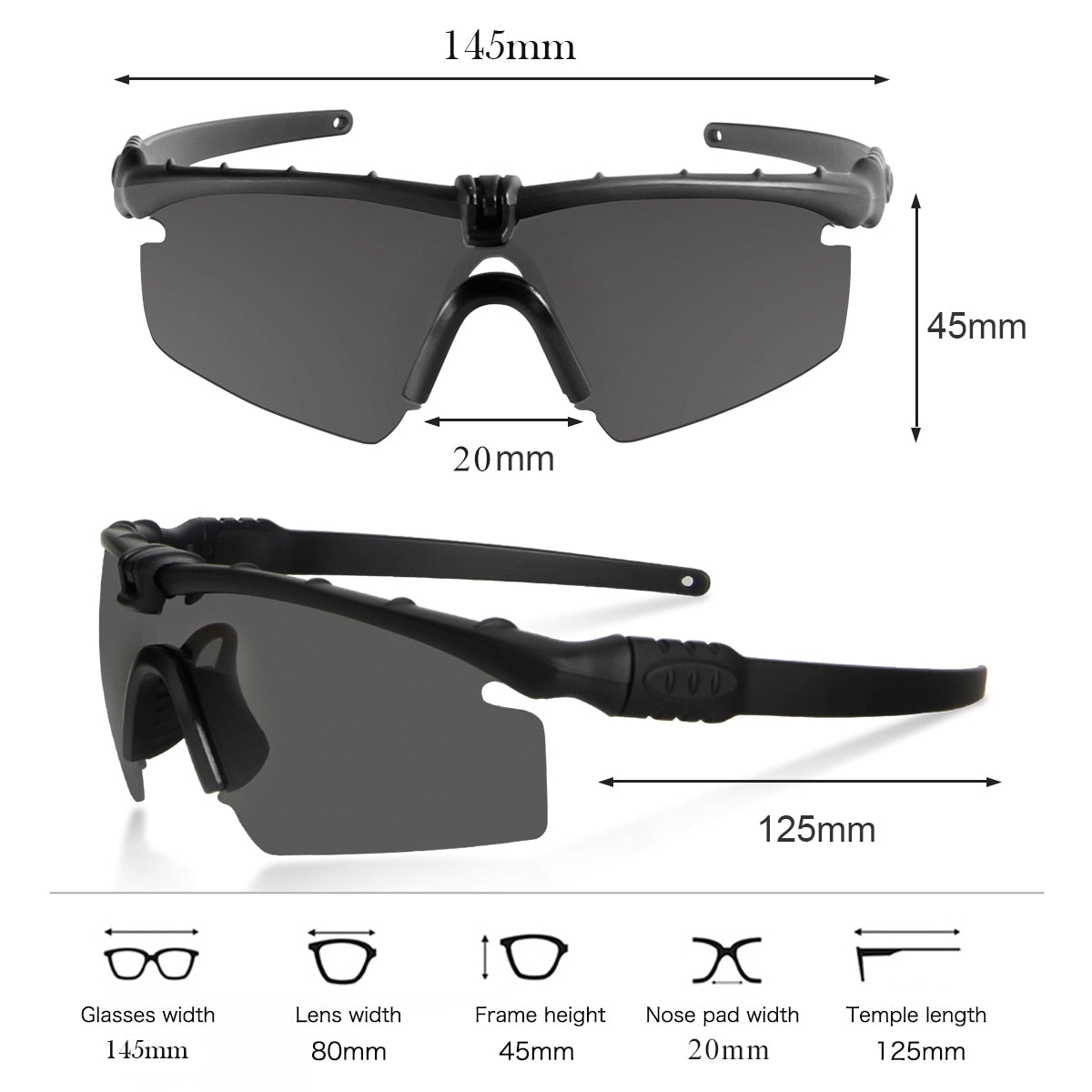 Lunettes de protection militaire BALLISTIC 3.0 pour le tir et le cyclisme