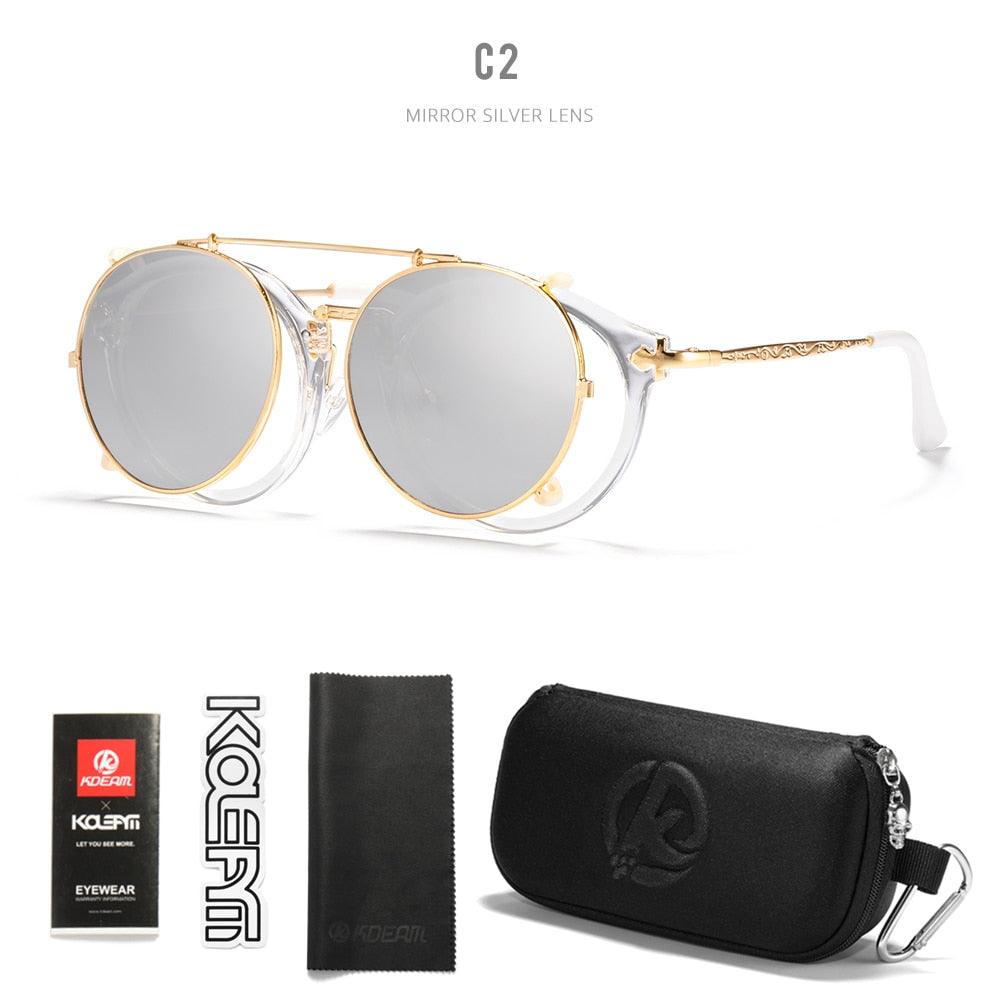 Lunettes de soleil clip-on rétro C2 Black Hard Case