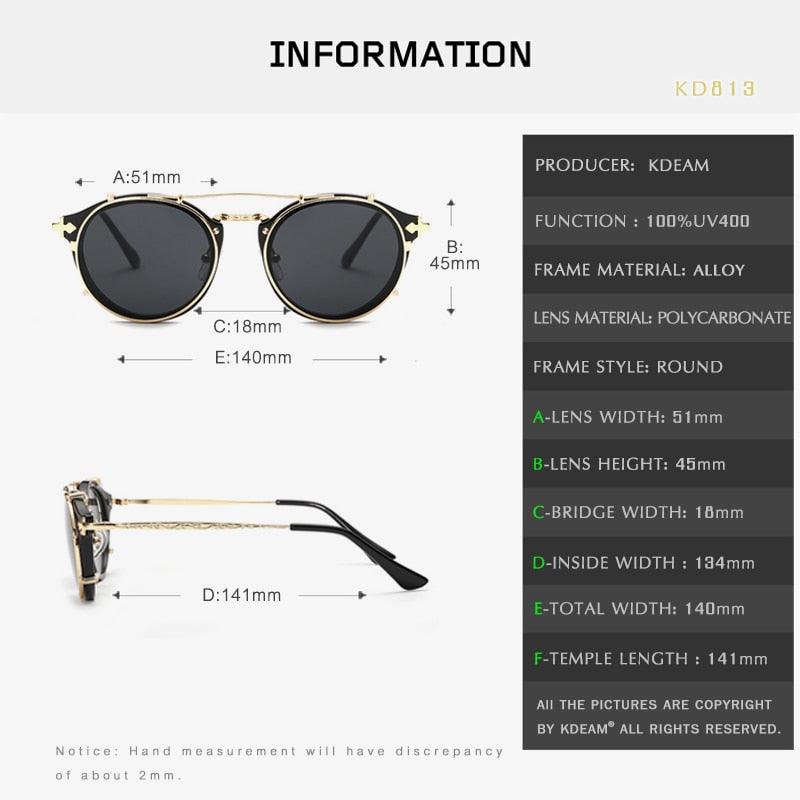 Lunettes de soleil clip-on rétro