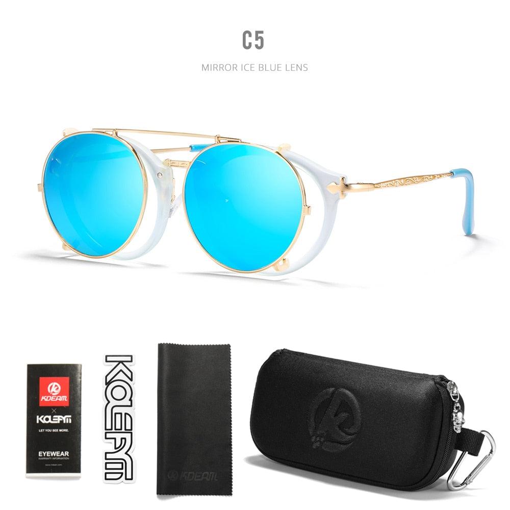 Lunettes de soleil clip-on rétro C5 Black Hard Case
