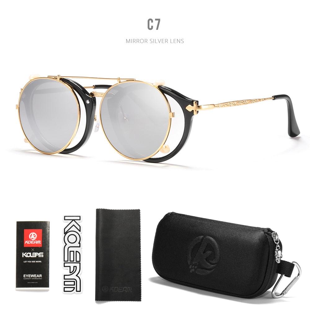 Lunettes de soleil clip-on rétro C7 Black Hard Case