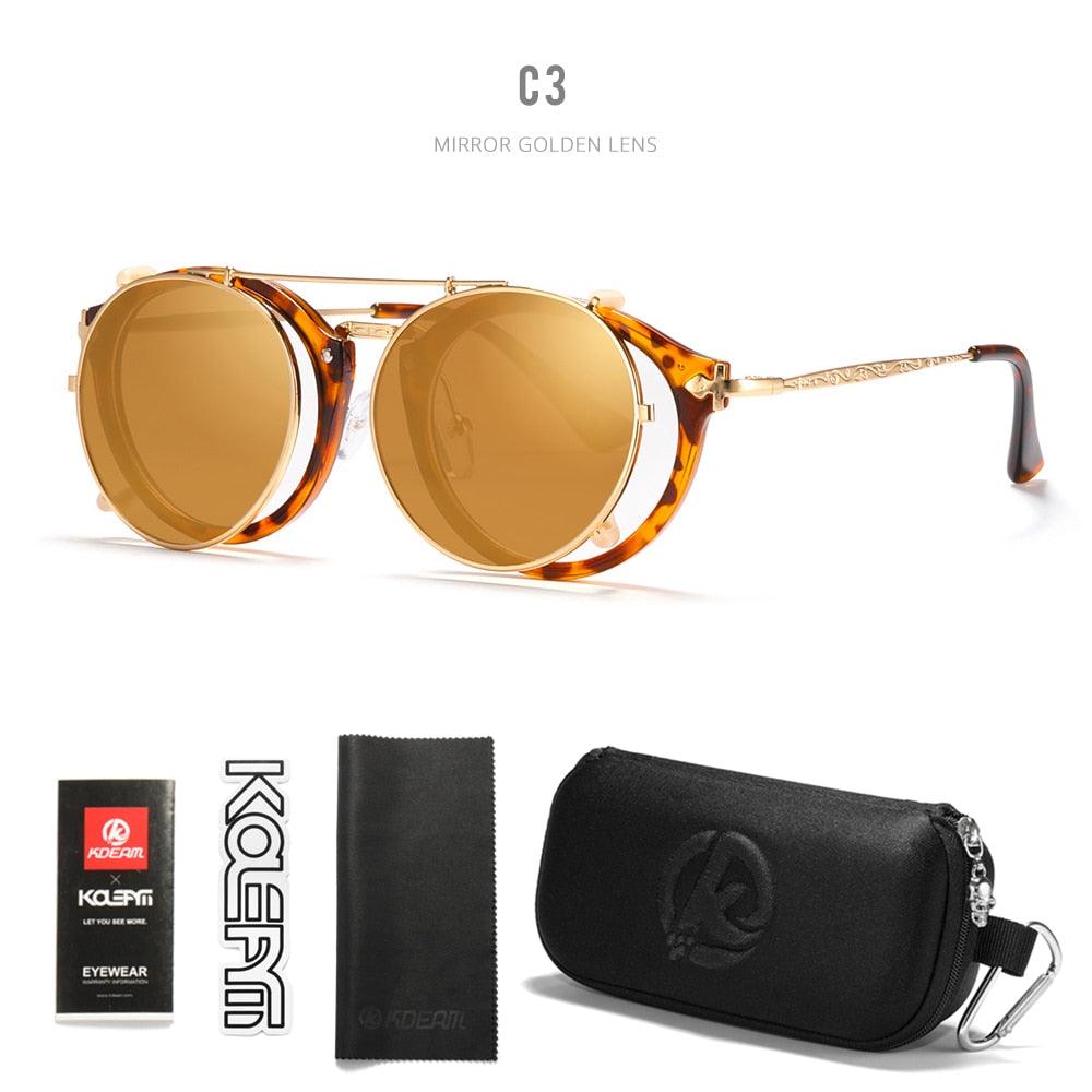 Lunettes de soleil clip-on rétro C3 Black Hard Case