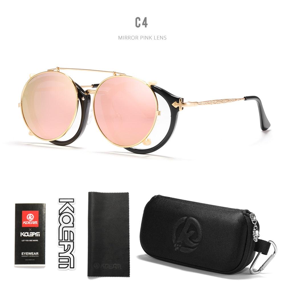 Lunettes de soleil clip-on rétro C4 Black Hard Case
