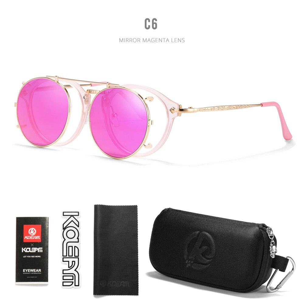 Lunettes de soleil clip-on rétro C6 Black Hard Case