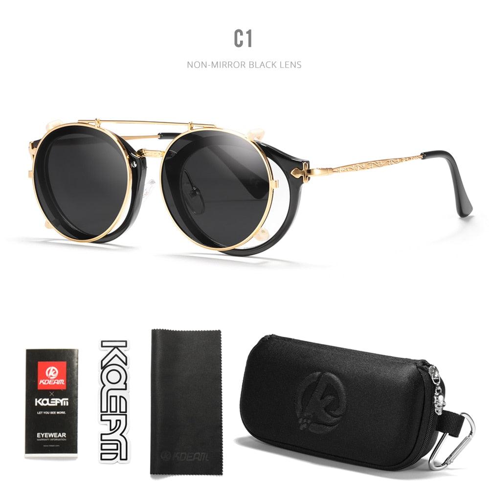 Lunettes de soleil clip-on rétro C1 Black Hard Case